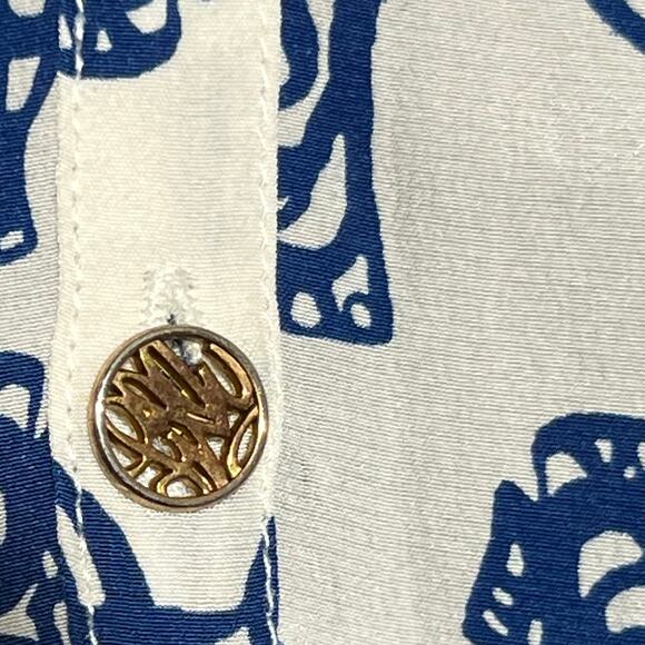 Lilly Pulitzer Elephant Long Sleeve Elsa Top Blue White Womens Size Small - Picture 9 of 11